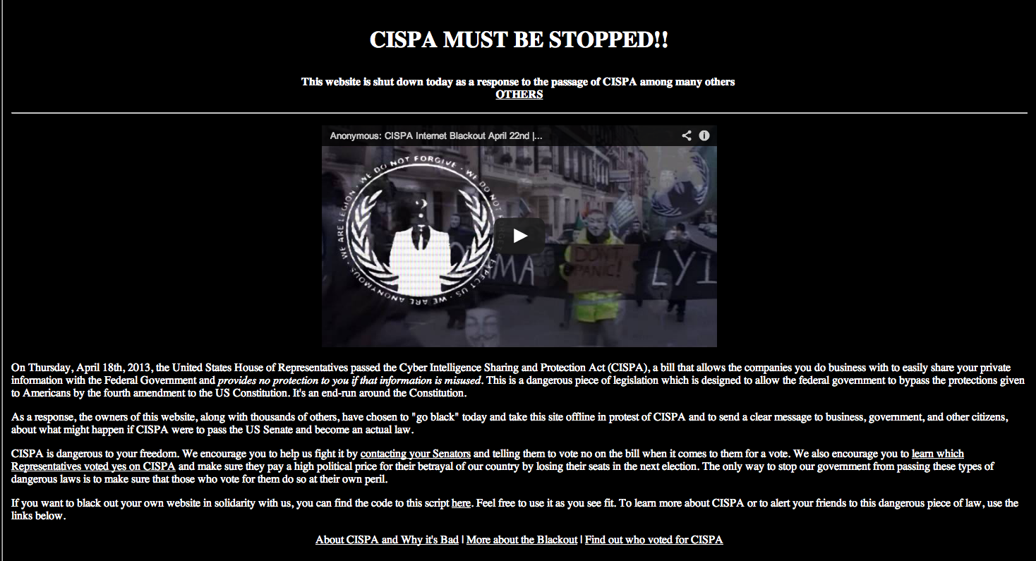 Lagförslag, Barack Obama, Hackare, Anonymous, Blackout, USA, Cispa, Representanthuset